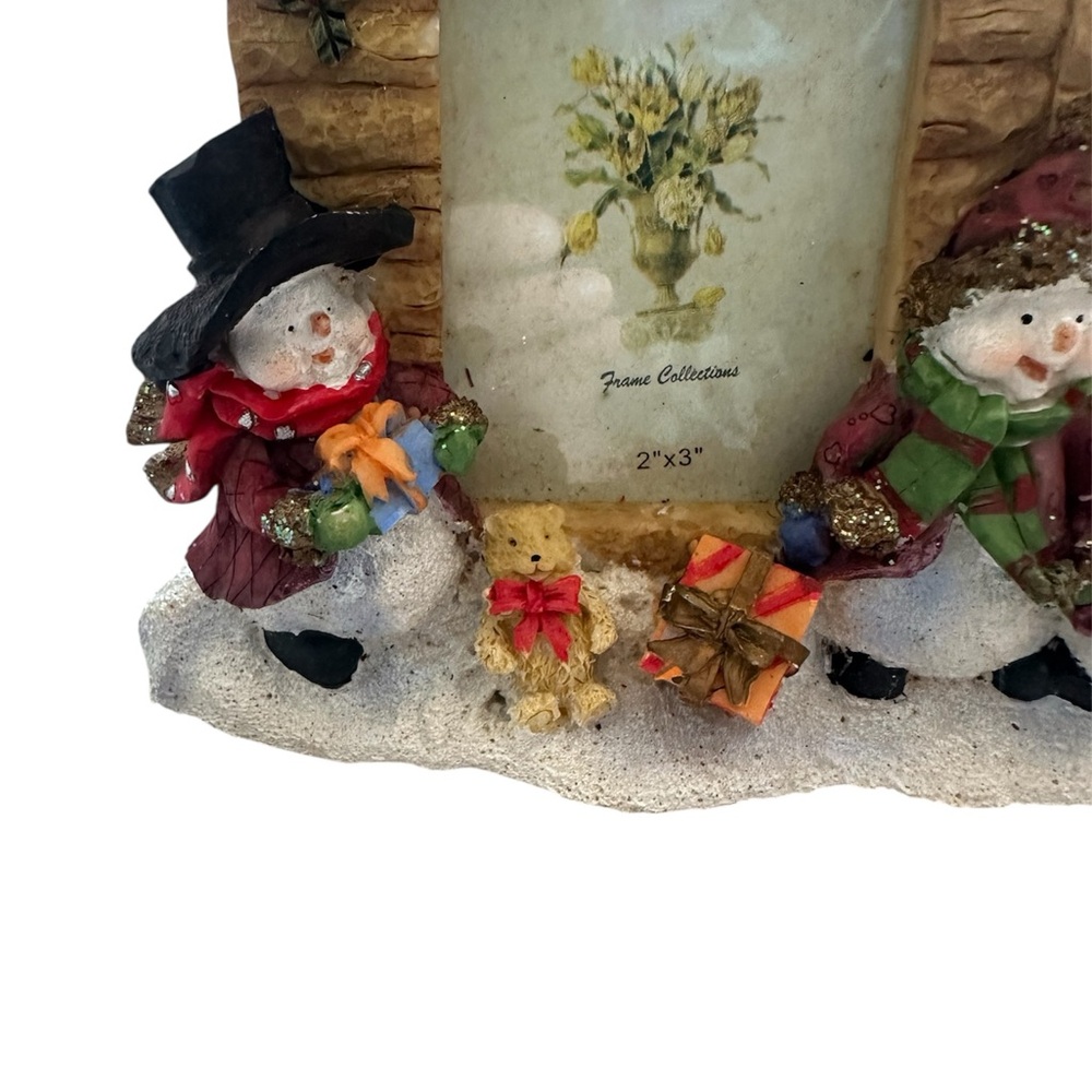 Christmas Holiday Picture Frame Free-Standing Snowman 2x3 / 3.5x5 Frame Decor - Picture 2 of 6